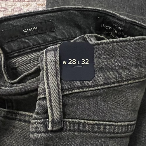 Lucky Brand 121 Slim Jeans Men's 28Wx32L Straight Leg Medium Black Faded Wash - Picture 2 of 2