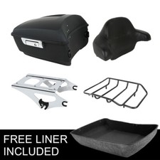 Matte Black King Trunk Pad W/ Mount Rack Fit For Harley Road Glide King 14-26