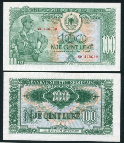 Albania 100 leke 1957 Soldier Standing P30 UNC - Afbeelding 1 van 3