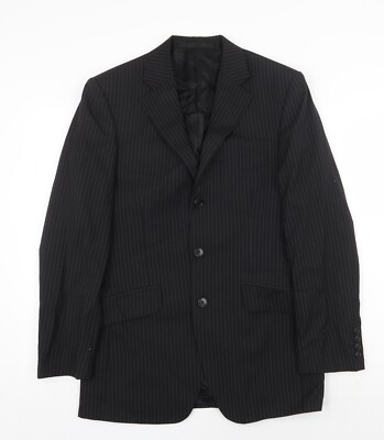 Marks and Spencer Herren Blazer schwarz gestreift Wollmischung Größe 36 Reg