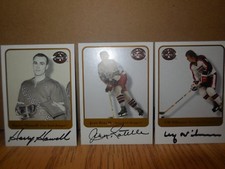 3 fleer greats 2001 autographed n.y. rangers  cards harry howell- jean ratelle-u
