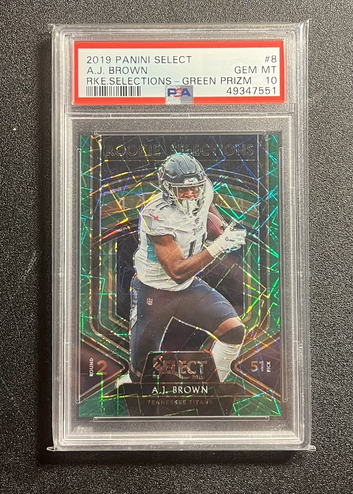 AJ Brown Panini Select Rookie Selections #8 Green Prizm
