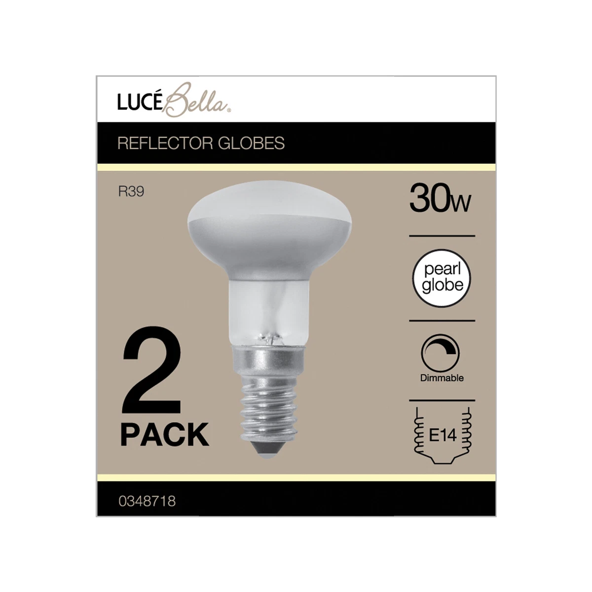 Luce Bella 30W SES R39 Incandescent Reflector Globes 2 Pack