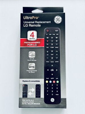 GE UltraPro Universal Remote Control 4-Device For All Major Brands Black New!