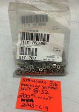 Stainless 316, 8-32, Machine Screw Nuts 200 Pc 2443-c-9