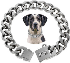 23MM Silver Dog Collar,Dog Chain Collars with Cuban Link Dog Collar,Heavy Duty T