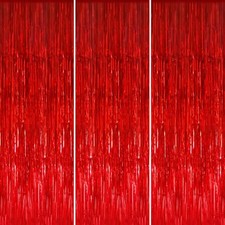 3.2 ft x 9.8 ft Metallic Tinsel Foil Fringe Curtains Party Photo Backdrop Par...