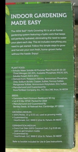 Ball Basil Herb Growing Kit Self-Watering Indoor Gardening - Picture 3 of 5