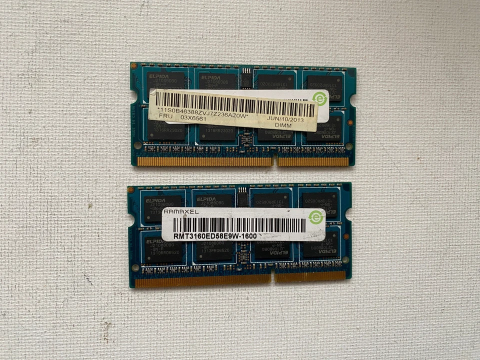 RAMAXEL 8GB (2 X 4GB ) DRR3 PC3-12800S LAPTOP RAM P/N RMT3160ED58E9W MATCHING - Image 2 of 2