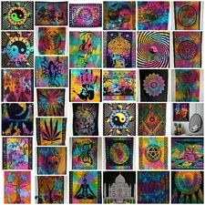 Indian Mandala Wall Hanging  Hippie Gypsy Bohemian Psychedelic Cotton Tapestry