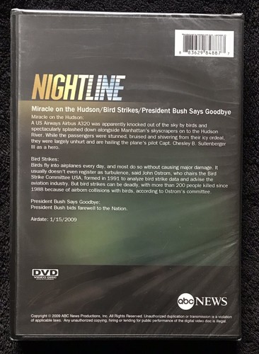 Nightline - Miracle on the Hudson/ Bush Says Goodbye, 2009, SEALED DVD, REGION 1 - Picture 2 of 2