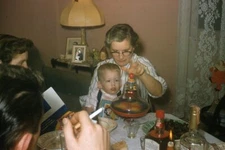 Kodak 35mm Slide 1950s Kodachrome Smoking Grandma Baby Spinning Top