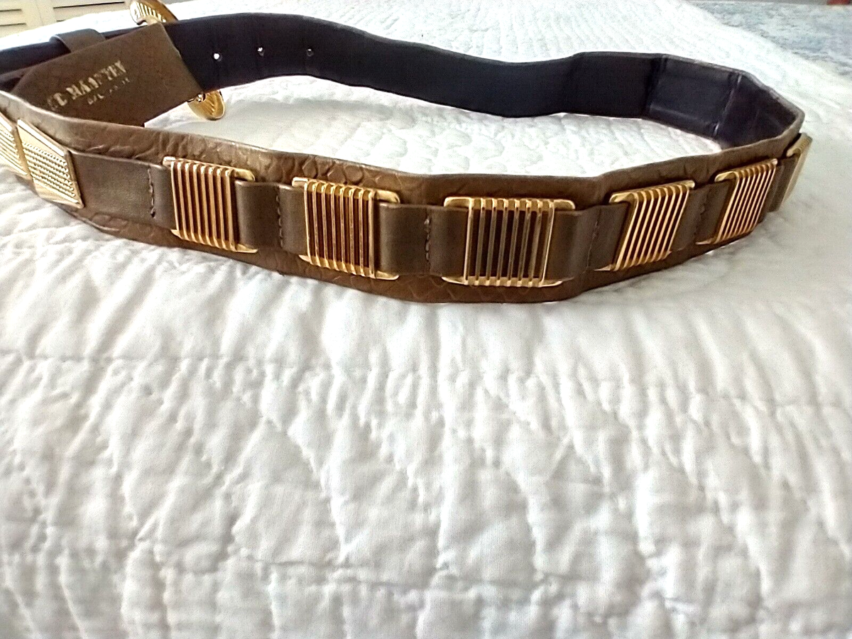 Vintage St. Maarten Dallas belt Vintage ST MAARTEN Dallas Belt WHITE Leather Gold Accents | eBay main image 3