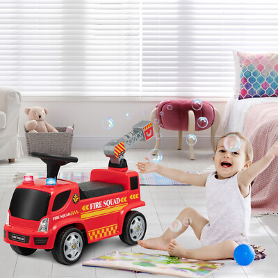 2 in 1 Rutschauto & Schiebeauto Kinder Feuerwehrauto Spielzeugauto 18-36 Monaten