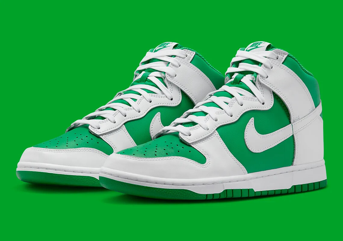 Nike Dunk Hi Retro Shoes Stadium Green White DV0829-300