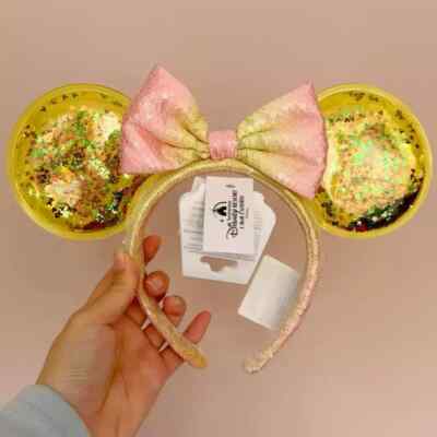 Disney Parks Yellow Minnie Ears Pink Bow Sequins Headband  display picture 1