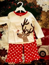 Christmas Reindeer/Polka Dots Fleece Pajama 2 pc. set 18 months NWT