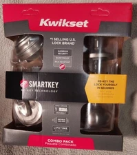 BRAND NEW - KWIKSET SMARTKEY RE-KEY TECHNOLOGY COMBO PACK SATIN NICKEL