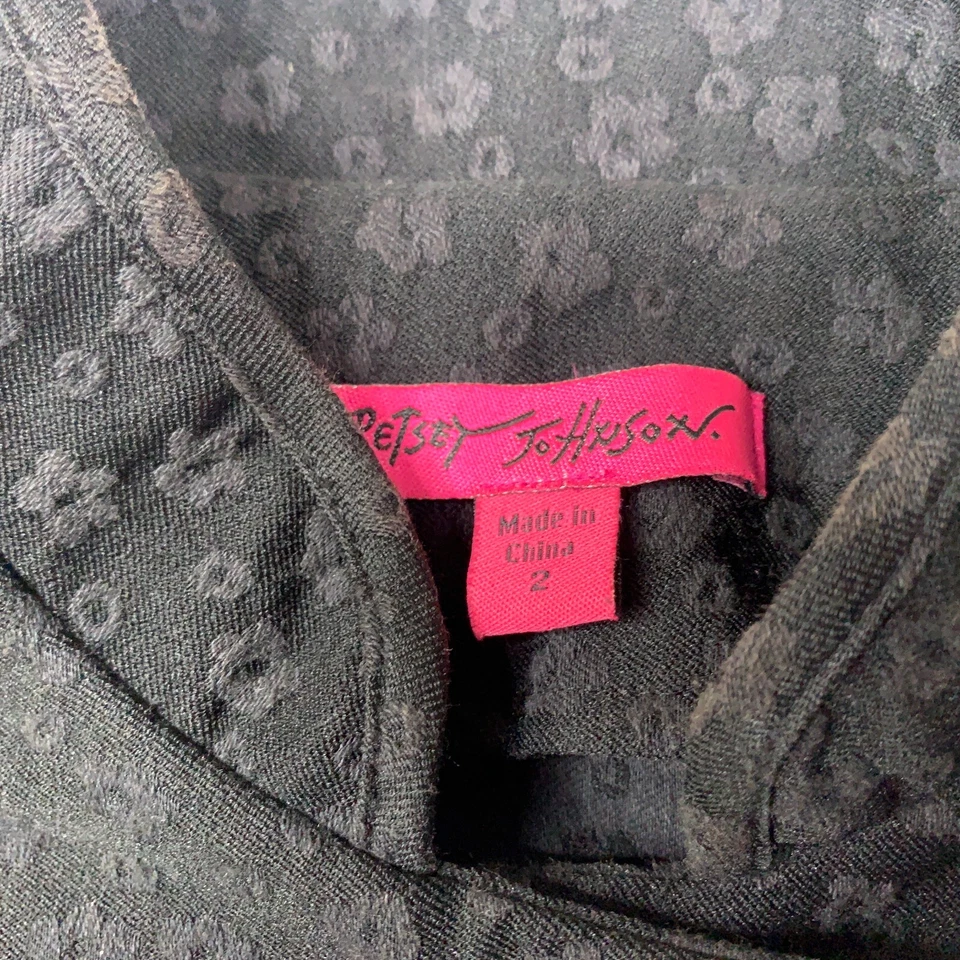 Chaqueta con botones BETSEY JOHNSON patrón de flores corsé espalda negra para mujer talla 2 Foto 3 de 4