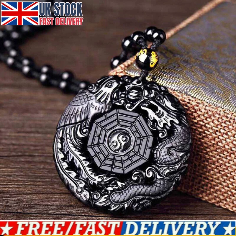 Obsidian dragon and phoenix best sale pendant