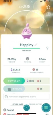 Shiny Happiny ( Flower Crown ) Pokemon Tr@de Go