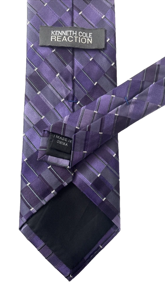 Corbata para hombre Kenneth Cole Reaction 100 % seda, tonos de jacquard púrpura 58x3,25 Foto 2 de 4