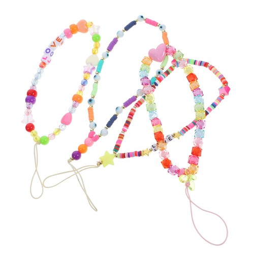 4pcs Phone Charm Phone Chain Strap Flower Decoration Beaded Phone Lanyard Strap