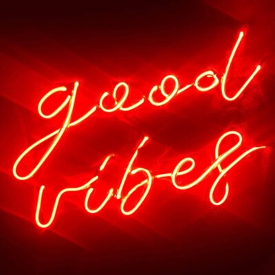 20''x16'' Good Vibes Red Neon Sign Lamp Light Acrylic Decor Handmade Bar Wall QL
