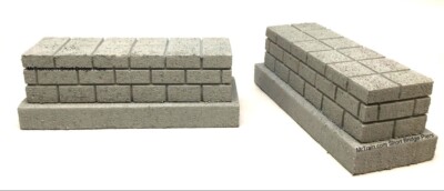 Model Railroad Scenery -GRAY Bridge Support (2 Short Piers) - 1:24-1:48 scale