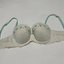 Victoria’s Secret Dream Angel Multi Way Bra Lace 32C Rhinestone White & Mint