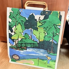 PGA Golf Tour Canvas Tote Shopping Wood Handles And Sholder Strap Golf Bag Golf 