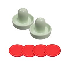 Home Pro Air Hockey Kit - 2 White Mallets with 4 red Pucks 3-3/16   