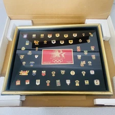 1984 LA Olympics Framed Pin Collection Limited Edition SPONSOR Set 15X19 Vtg XL