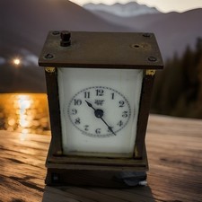 Waterbury Clock Company Miniature Brass Carriage Clock Early 1900s Vintage Rare