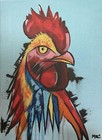 Original Acrylic 12x16 Bird Painting Rooster Canvas Wall Art Bedroom Decor — photo 2