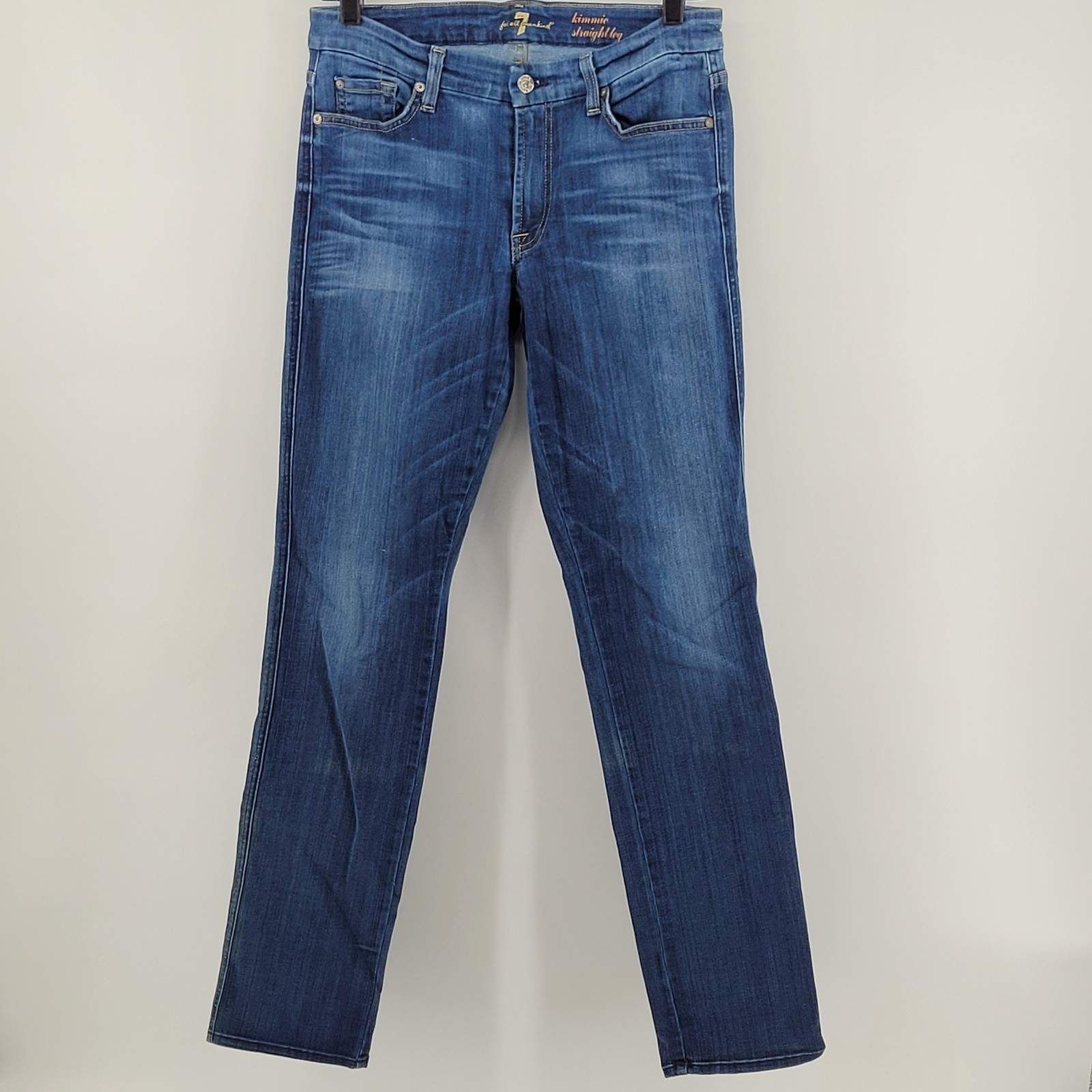 7 For All Mankind Kimmie Straight Leg Jeans 31 Blue Stretch Denim Womens Seven