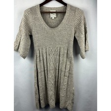 Women’s Pink Rose Oatmeal Sweater Dress, Short Bell Sleeve Size M