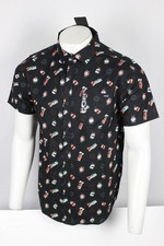 Hurley Men's Freaky Tiki Woven Button Shirt Short Sleeve Black HSP25VMT