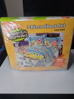 SpongeBob Square Pants Nickelodeon 3 Piece Sheets Twin Size 2003 Vintage SEALED