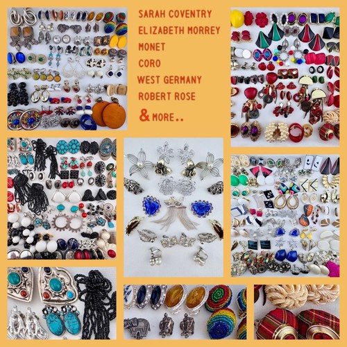 LOT Of 200 Pairs VINTAGE Clip On EARRINGS Many Signed SARAH COVENTRY Lbs POUNDS