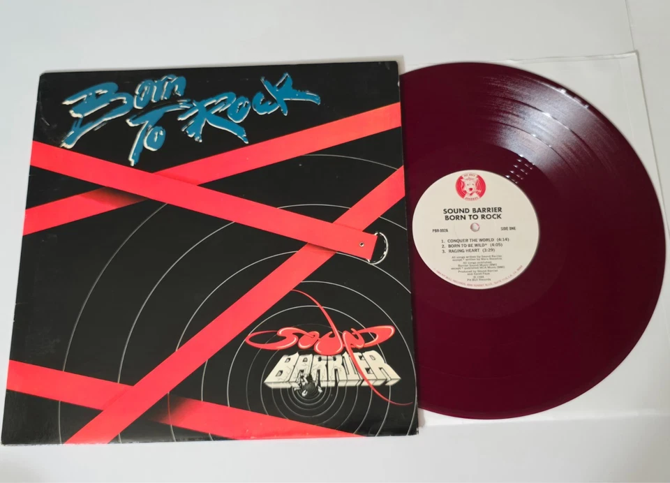 SOUND BARRIER BORN TO ROCK 1984 LP COLOR VINYL HEAVY METAL HARD ROCK PIT BULL ep Foto 2 de 4