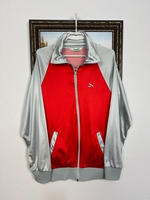 Vintage 80's West Germany Puma Red Jacket Mens Zip Track Top Rare Hype Size L