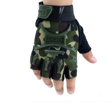 4-9 Y Kids Half Finger Gloves Boys Girls Anti-slip Outdoor Sport Mittens Cam...