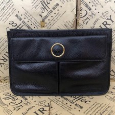 Versace Hand Clutch Bag Leather Business Black Formal FU174