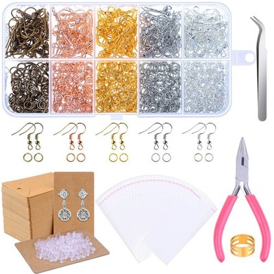 Paxcoo 1350pcs Earring Making Kit with Hooks, Rings, 1350 Pieces, Silver
