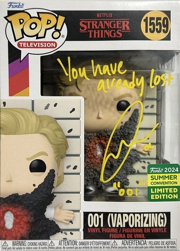 🔥Funko Pop! Stranger Things: 001 Vaporizing #1559 Signed Jamie Campbell W/COA🔥