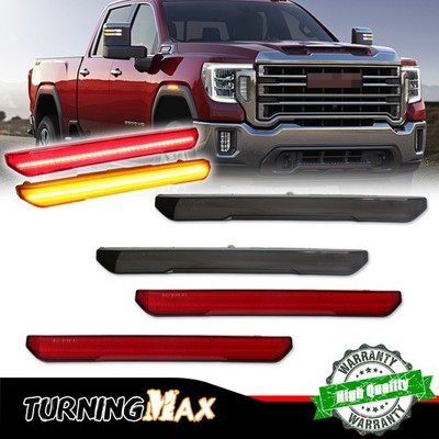 4PCS/Set For 20-24 GMC Sierra 2500 3500 Smoke Amber LED & Red Side Marker Lights