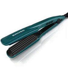 Ceramic Hair Crimper Iron 39mm Volumizing Fluffy Corrugation Turquoise