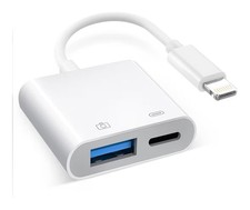Lightning to USB Camera Adapter with Charging Port, Apple Mfi Certified USB 3.0