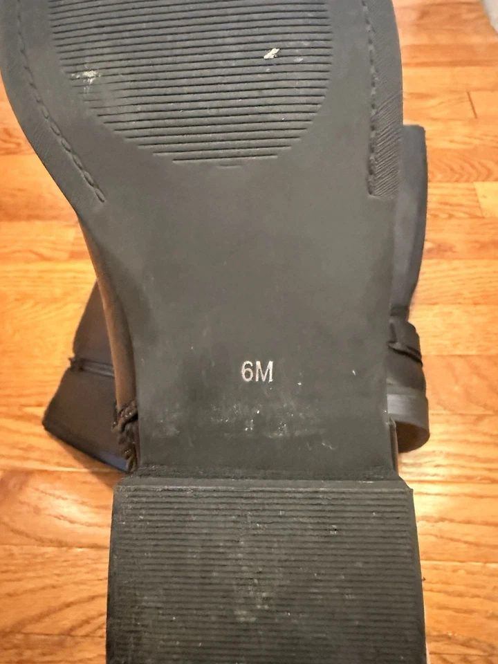 GUESS из черной кожи женские ботинки размер 6 М стороны молнии блок каблука колена туфли - Изображение 3 из 4